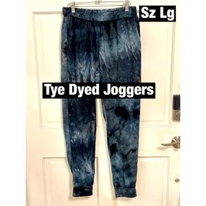 Tye Dyed Blue Black Joggers Yoga Sz Lg‎